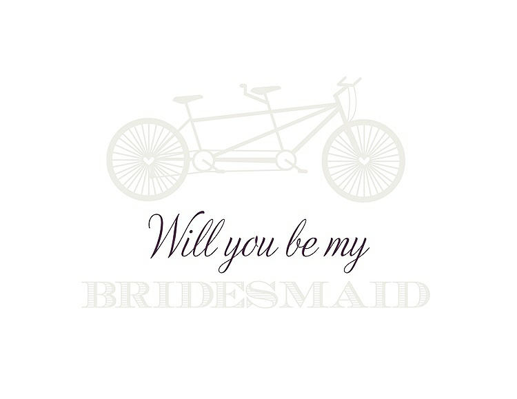 Front View - Marshmallow & Aubergine Will You Be My Bridesmaid Card - Bike