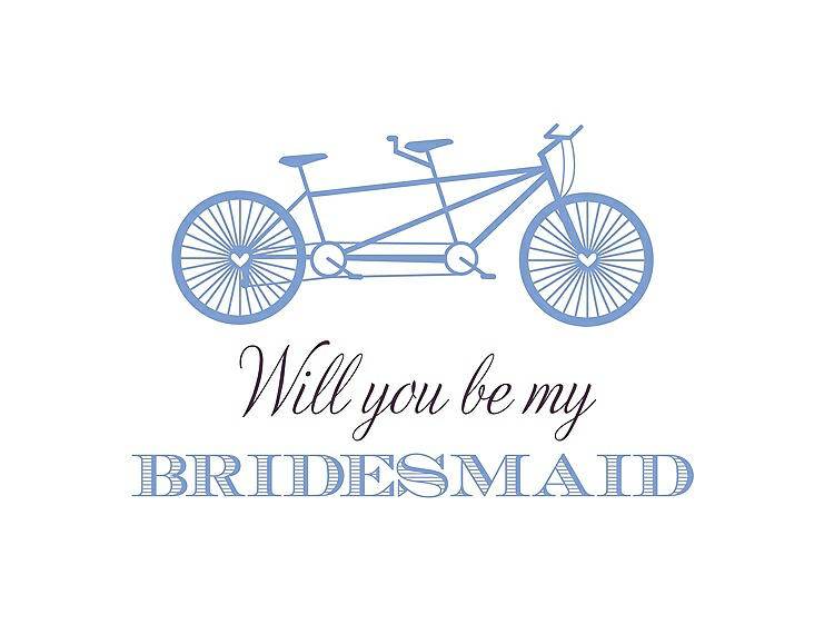 Front View - Periwinkle - PANTONE Serenity & Aubergine Will You Be My Bridesmaid Card - Bike