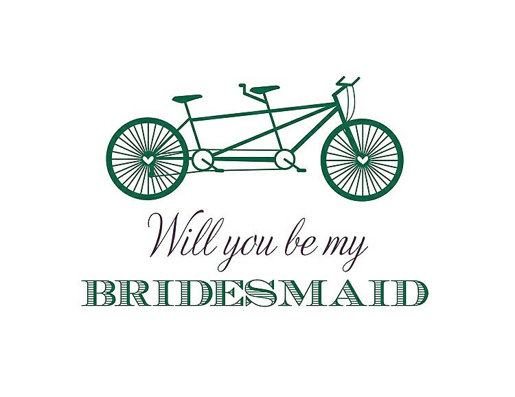 Front View - Pine Green & Aubergine Will You Be My Bridesmaid Card - Bike