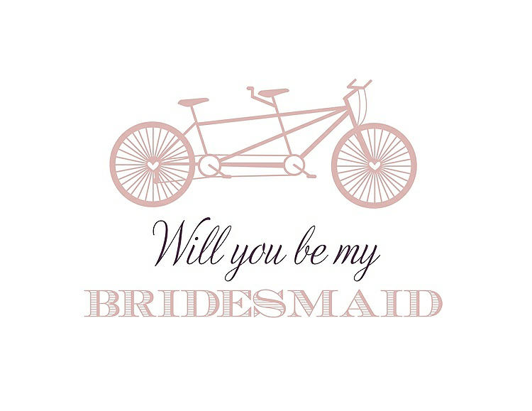 Front View - Petal Pink & Aubergine Will You Be My Bridesmaid Card - Bike