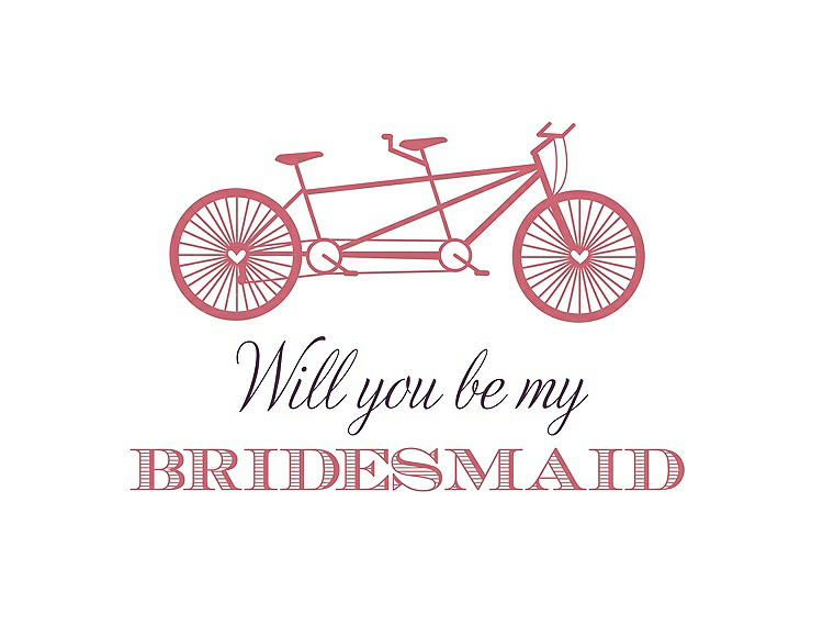 Front View - Papaya & Aubergine Will You Be My Bridesmaid Card - Bike