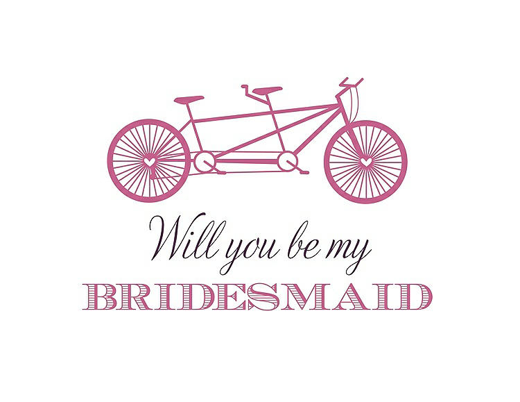 Front View - Pretty In Pink & Aubergine Will You Be My Bridesmaid Card - Bike