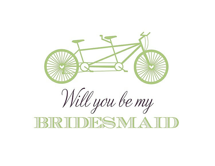 Front View - Pistachio & Aubergine Will You Be My Bridesmaid Card - Bike