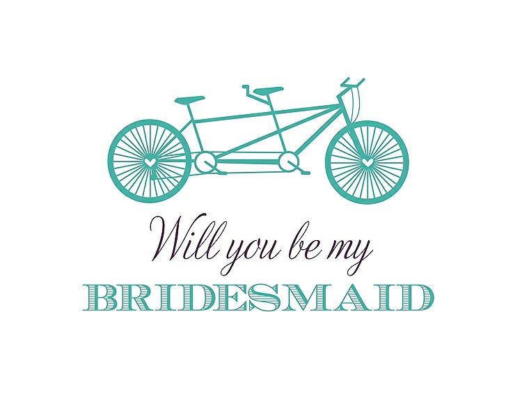 Front View - Pantone Turquoise & Aubergine Will You Be My Bridesmaid Card - Bike