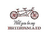 Front View Thumbnail - Ribbon Red & Aubergine Will You Be My Bridesmaid Card - Bike