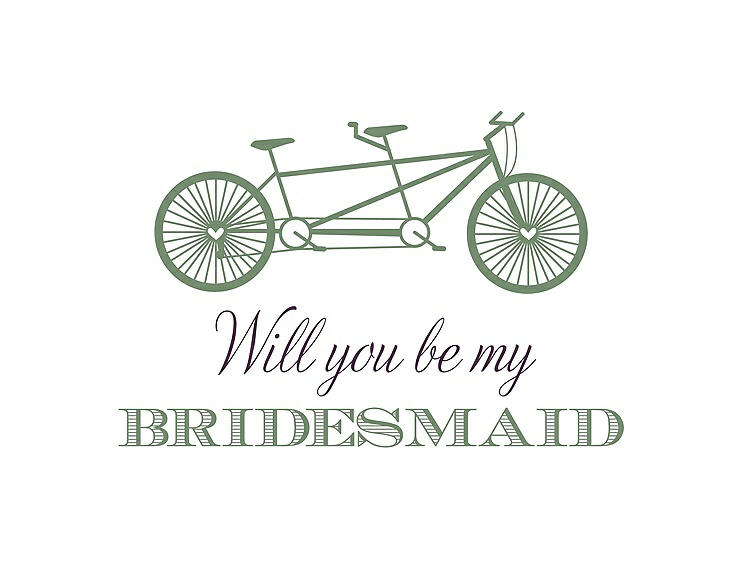 Front View - Sage & Aubergine Will You Be My Bridesmaid Card - Bike