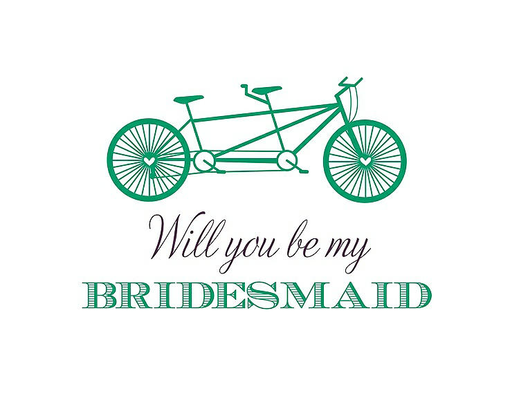 Front View - Shamrock & Aubergine Will You Be My Bridesmaid Card - Bike