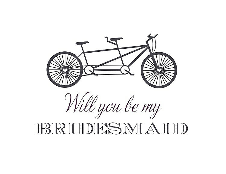 Front View - Stormy & Aubergine Will You Be My Bridesmaid Card - Bike