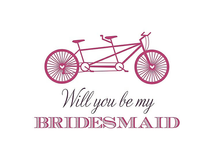 Front View - Strawberry & Aubergine Will You Be My Bridesmaid Card - Bike