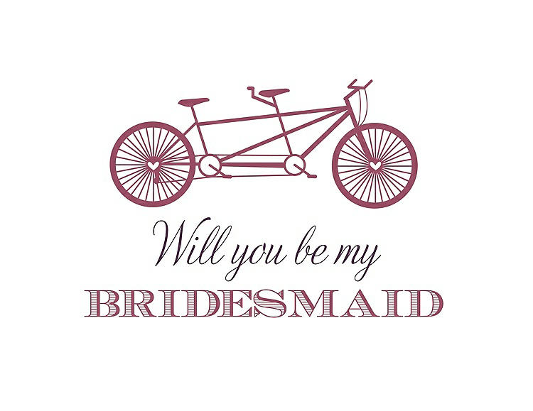 Front View - Tea Rose & Aubergine Will You Be My Bridesmaid Card - Bike