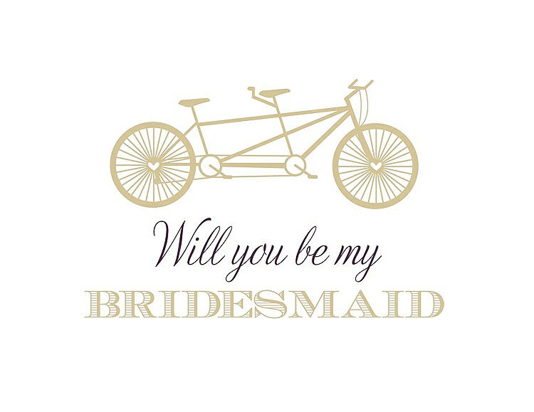 Front View - Venetian Gold & Aubergine Will You Be My Bridesmaid Card - Bike