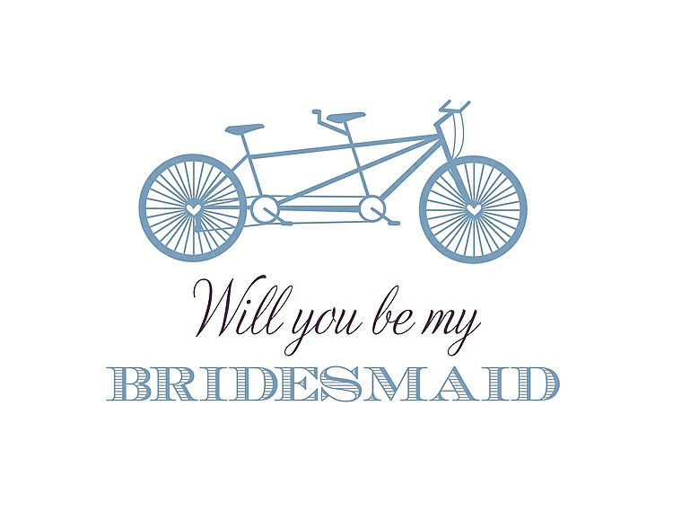 Front View - Windsor Blue & Aubergine Will You Be My Bridesmaid Card - Bike