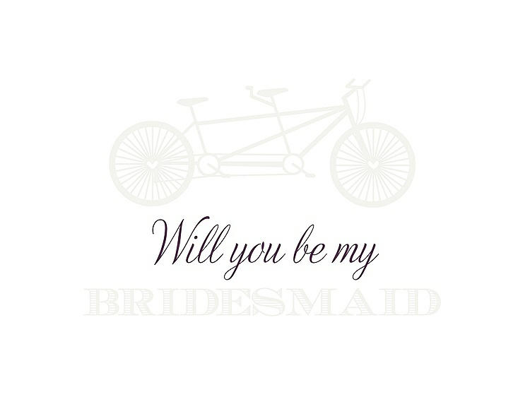 Front View - White & Aubergine Will You Be My Bridesmaid Card - Bike