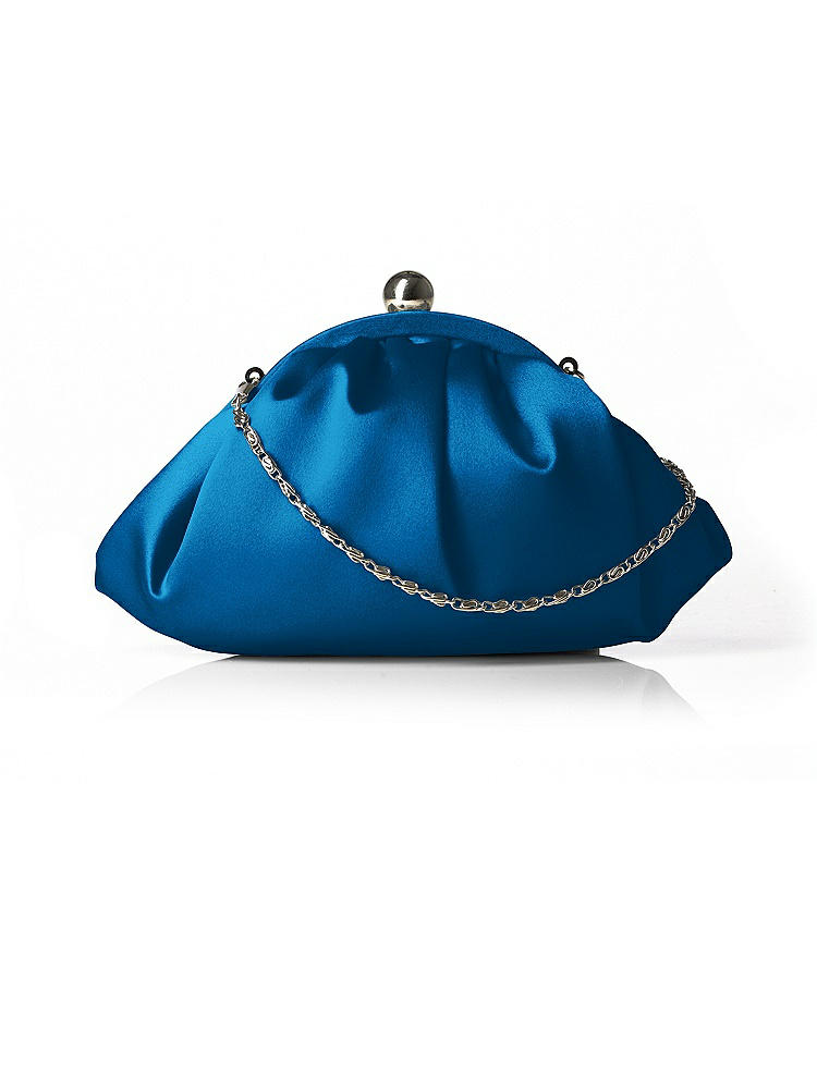 Back View - Cerulean Gathered Satin Clutch