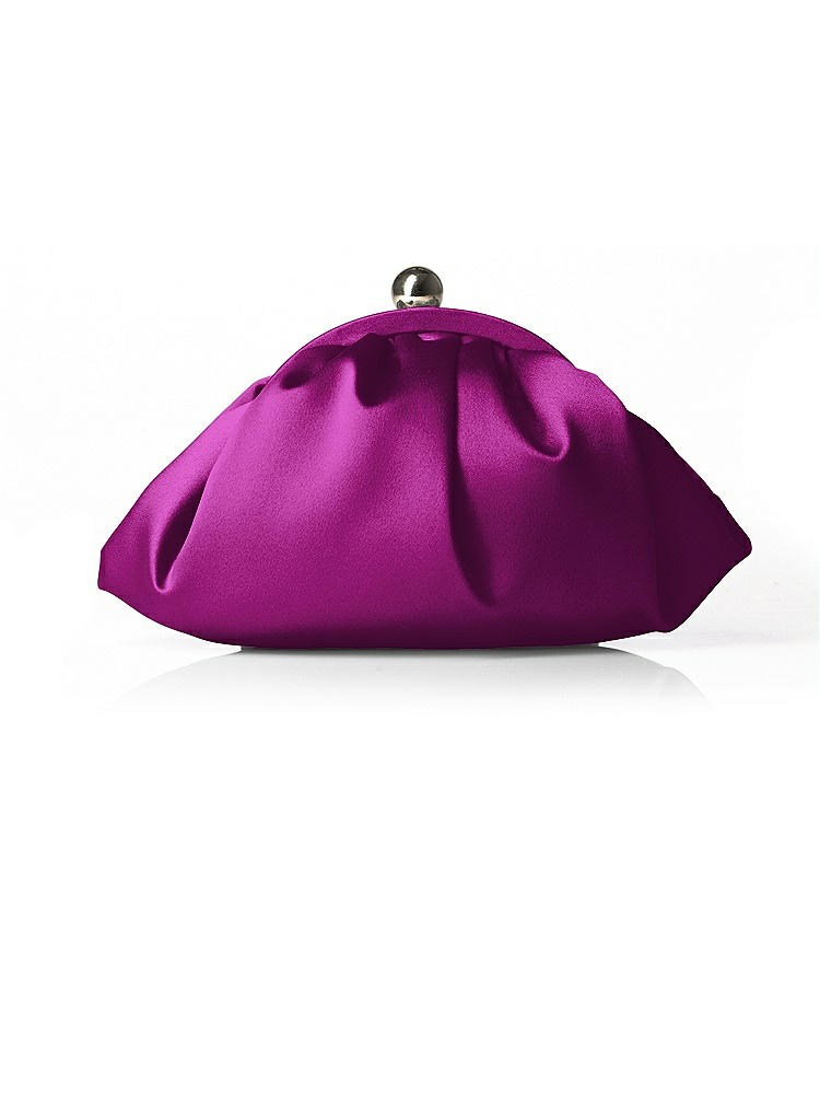 Front View - Persian Plum Gathered Satin Clutch