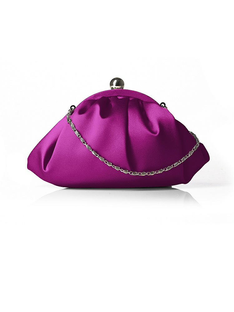 Back View - Persian Plum Gathered Satin Clutch