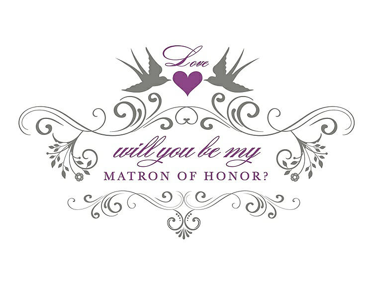 Front View - Charcoal Gray & Orchid Will You Be My Matron of Honor Card - Classic