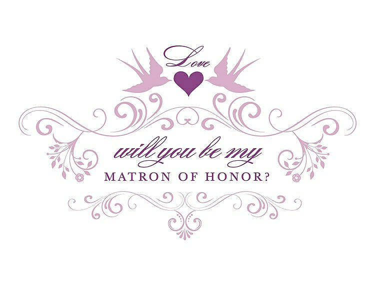 Front View - Hyacinth (iridescent Taffeta) & Orchid Will You Be My Matron of Honor Card - Classic