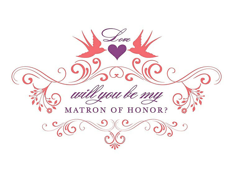 Front View - Coral & Orchid Will You Be My Matron of Honor Card - Classic