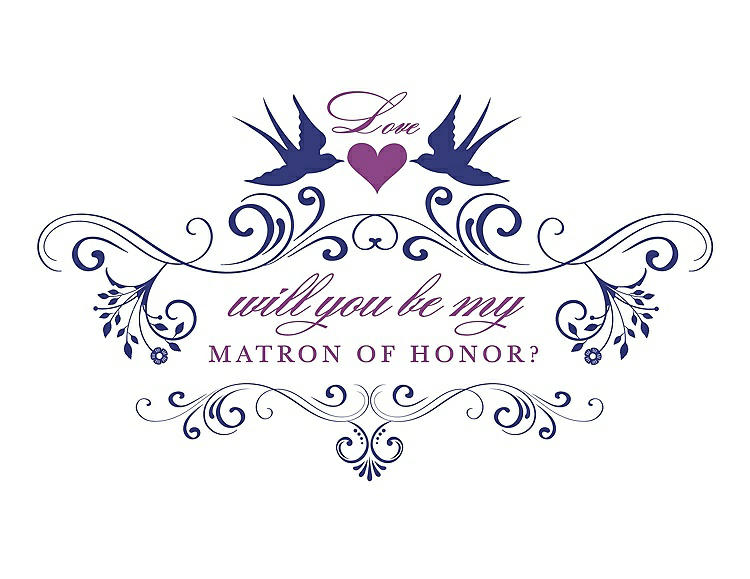 Front View - Electric Blue & Orchid Will You Be My Matron of Honor Card - Classic