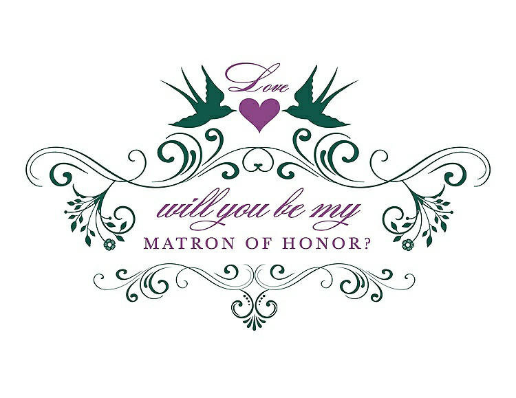 Front View - Hunter Green & Orchid Will You Be My Matron of Honor Card - Classic