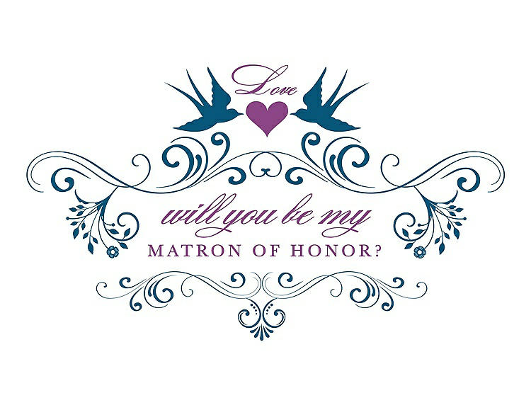Front View - Ocean Blue & Orchid Will You Be My Matron of Honor Card - Classic