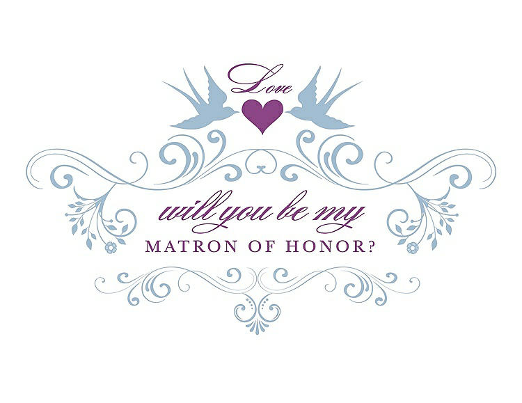 Front View - Pale Blue & Orchid Will You Be My Matron of Honor Card - Classic