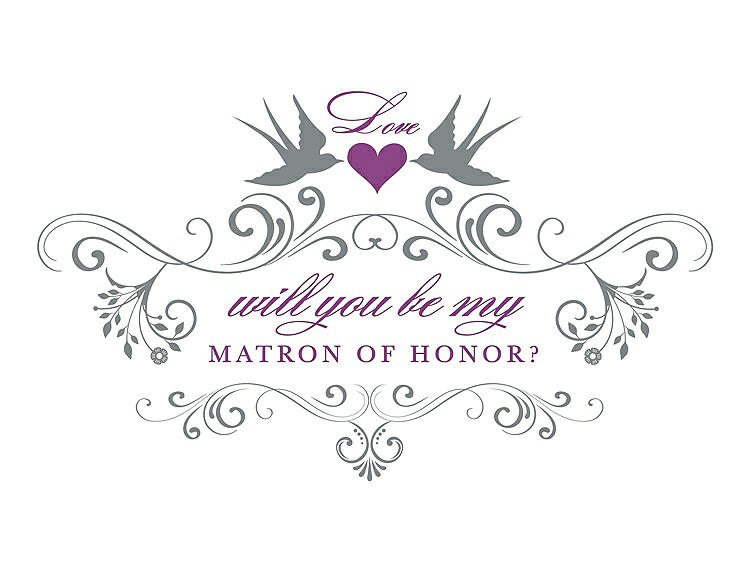 Front View - Pewter & Orchid Will You Be My Matron of Honor Card - Classic