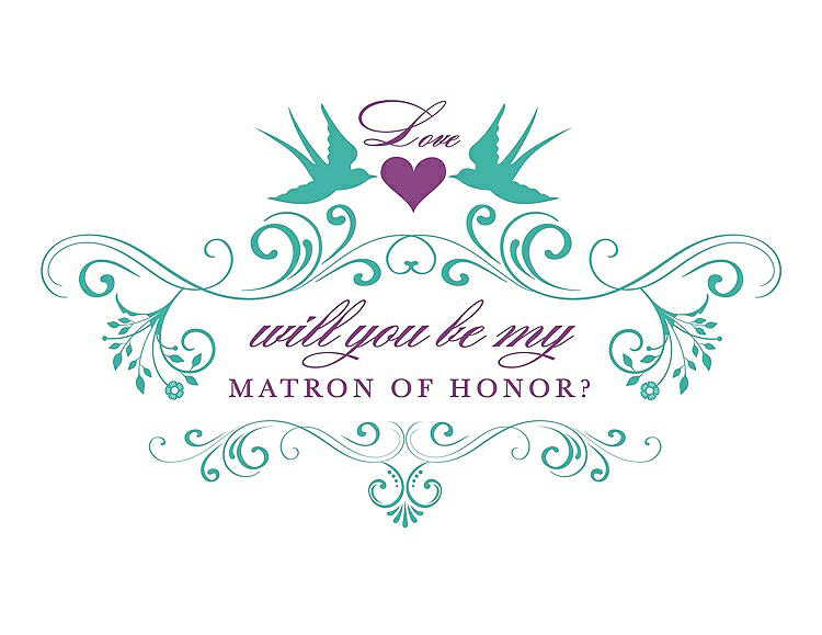 Front View - Pantone Turquoise & Orchid Will You Be My Matron of Honor Card - Classic