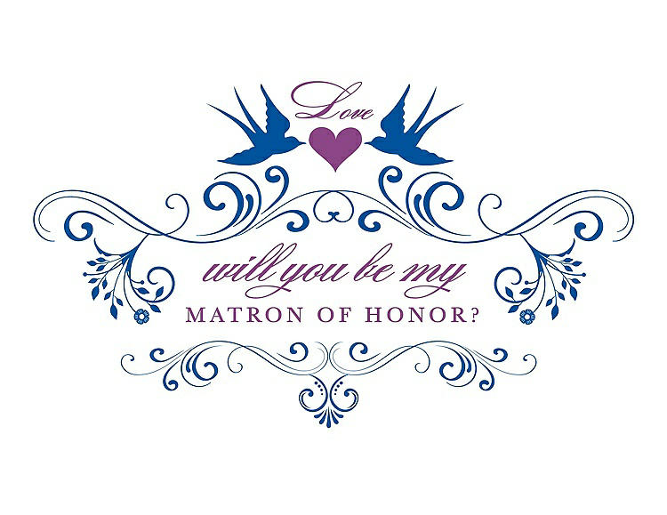 Front View - Royal Blue & Orchid Will You Be My Matron of Honor Card - Classic