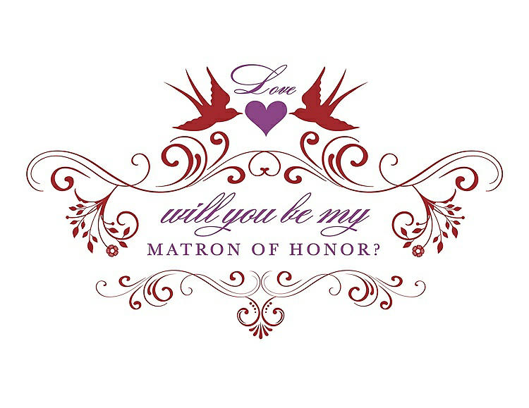 Front View - Ribbon Red & Orchid Will You Be My Matron of Honor Card - Classic