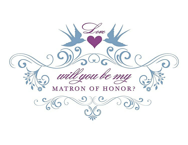 Front View - Windsor Blue & Orchid Will You Be My Matron of Honor Card - Classic