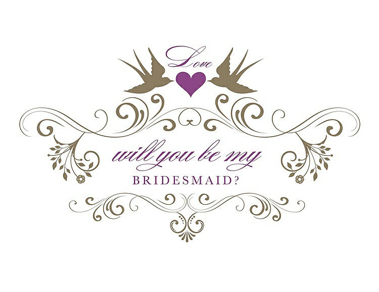 Front View - Antique Gold & Orchid Will You Be My Bridesmaid Card - Classic