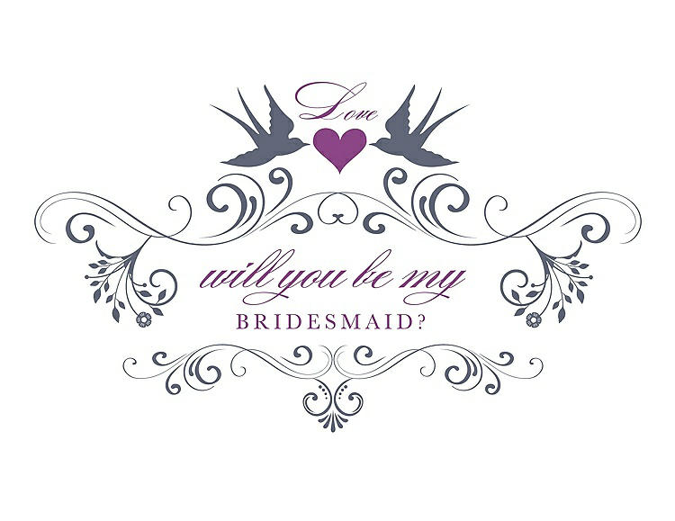 Front View - Blue Steel & Orchid Will You Be My Bridesmaid Card - Classic