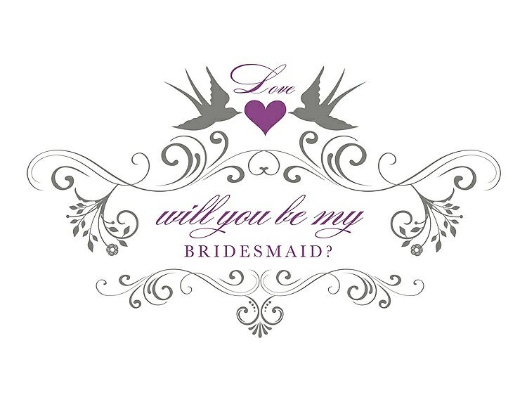 Front View - Charcoal Gray & Orchid Will You Be My Bridesmaid Card - Classic