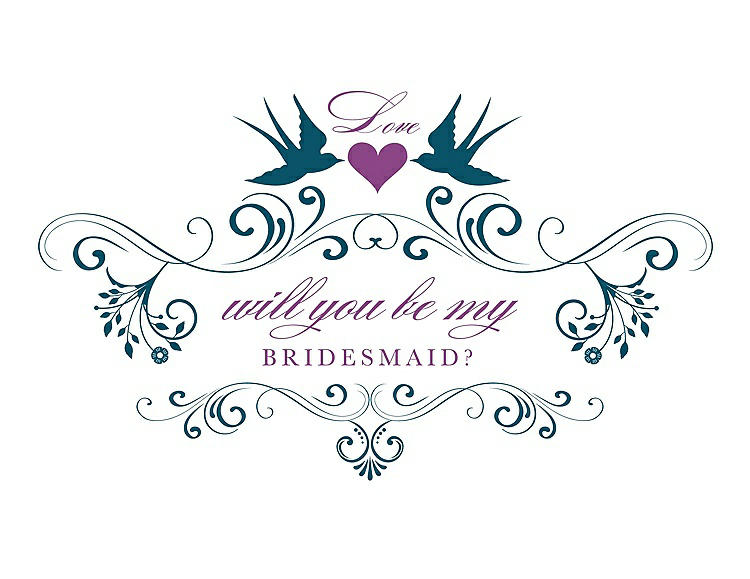 Front View - Peacock Teal & Orchid Will You Be My Bridesmaid Card - Classic