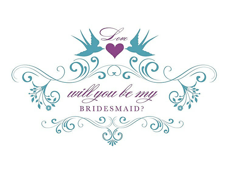 Front View - Aquamarine & Orchid Will You Be My Bridesmaid Card - Classic