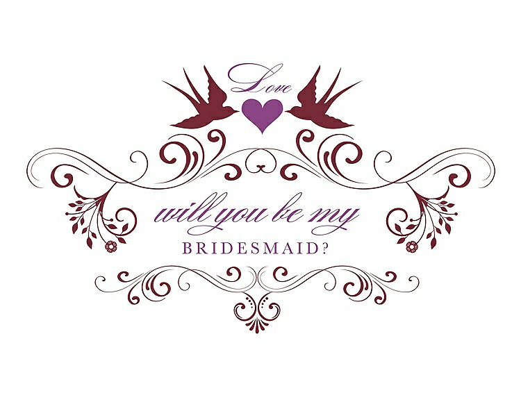 Front View - Burgundy & Orchid Will You Be My Bridesmaid Card - Classic