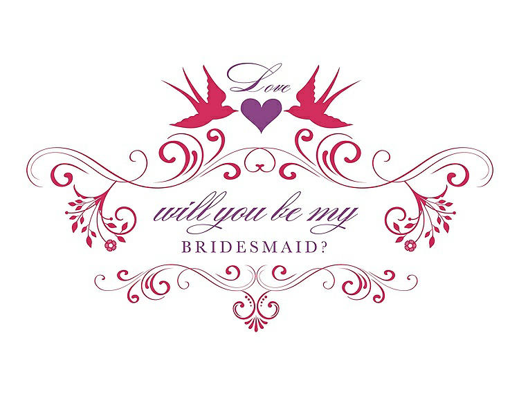 Front View - Pantone Honeysuckle & Orchid Will You Be My Bridesmaid Card - Classic