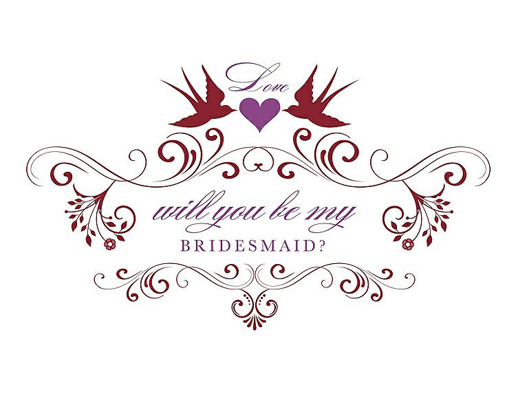 Front View - Claret & Orchid Will You Be My Bridesmaid Card - Classic