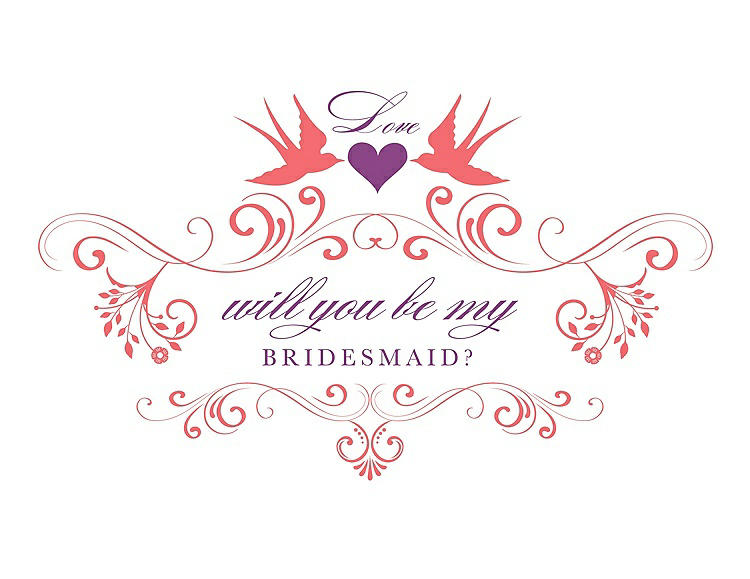 Front View - Coral & Orchid Will You Be My Bridesmaid Card - Classic