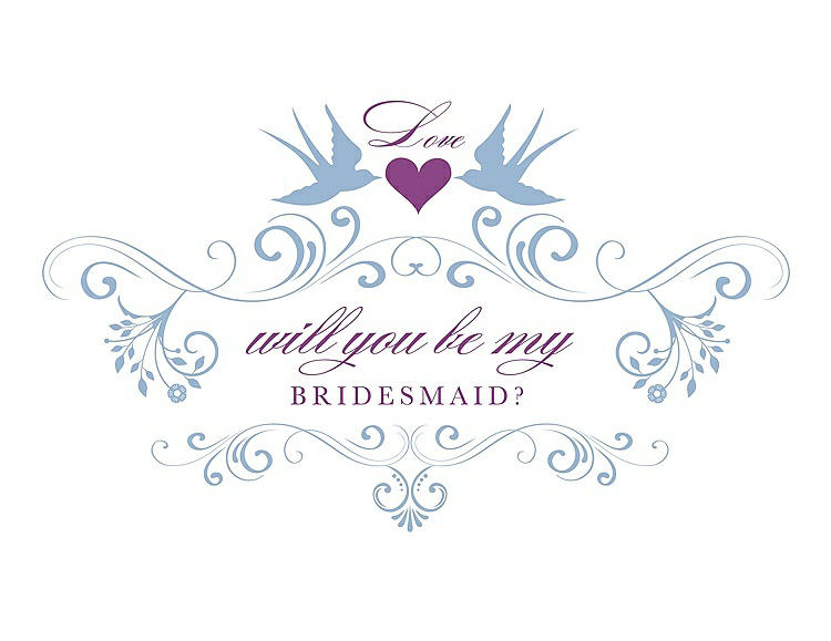 Front View - Ice Blue & Orchid Will You Be My Bridesmaid Card - Classic