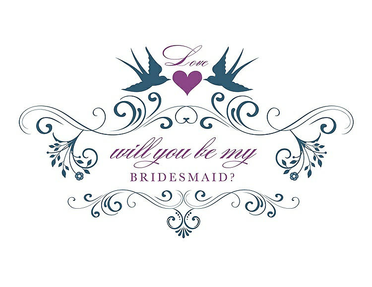 Front View - Marine & Orchid Will You Be My Bridesmaid Card - Classic
