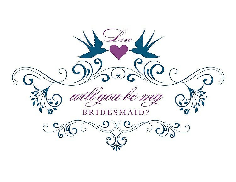 Front View - Ocean Blue & Orchid Will You Be My Bridesmaid Card - Classic