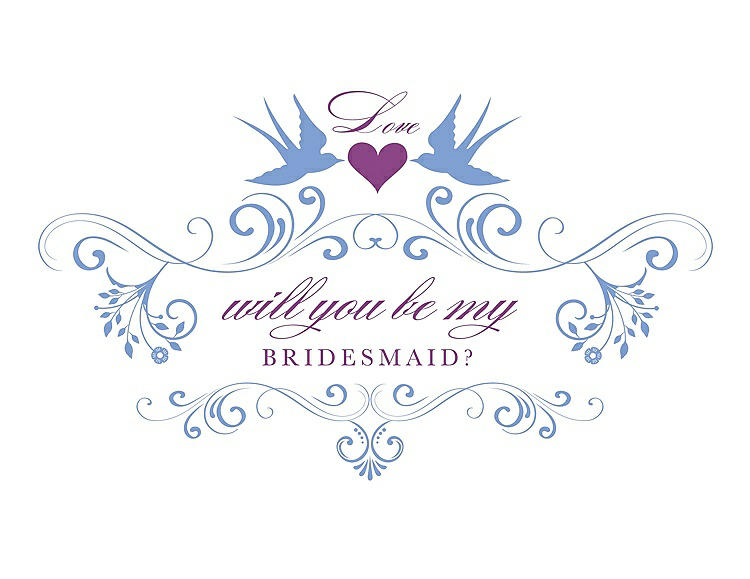 Front View - Periwinkle - PANTONE Serenity & Orchid Will You Be My Bridesmaid Card - Classic