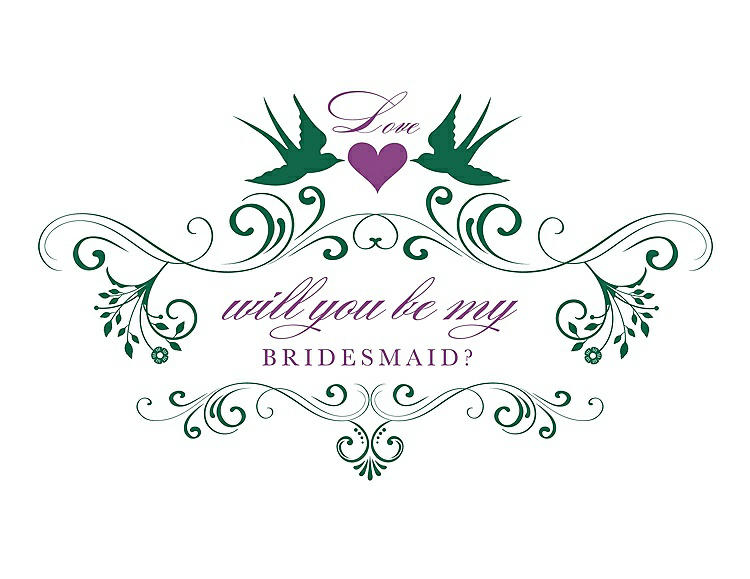 Front View - Pine Green & Orchid Will You Be My Bridesmaid Card - Classic