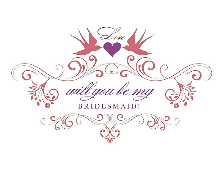Front View - Papaya & Orchid Will You Be My Bridesmaid Card - Classic