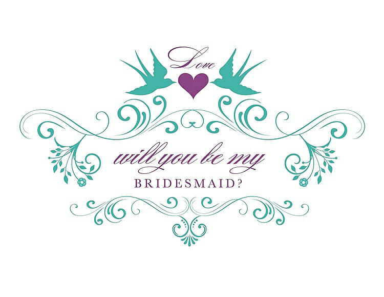 Front View - Pantone Turquoise & Orchid Will You Be My Bridesmaid Card - Classic