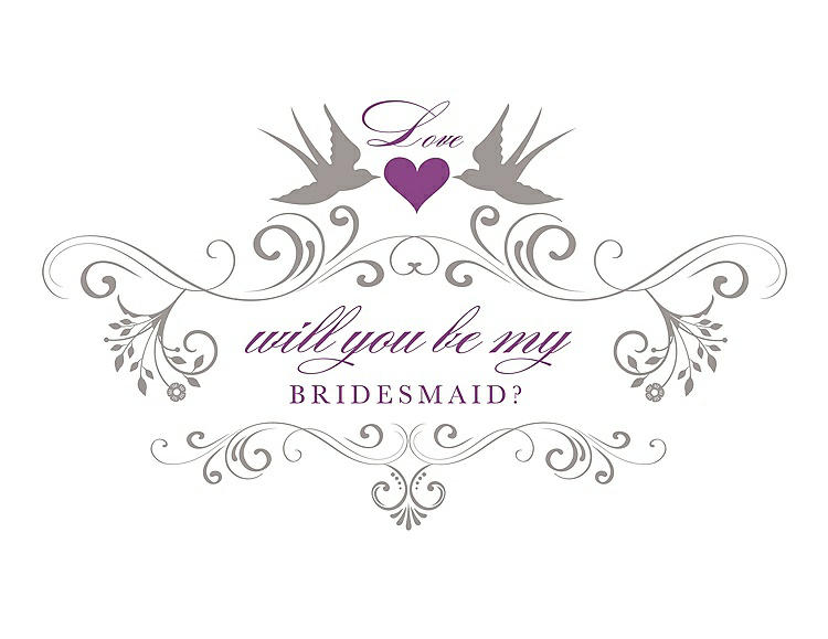 Front View - Taupe & Orchid Will You Be My Bridesmaid Card - Classic
