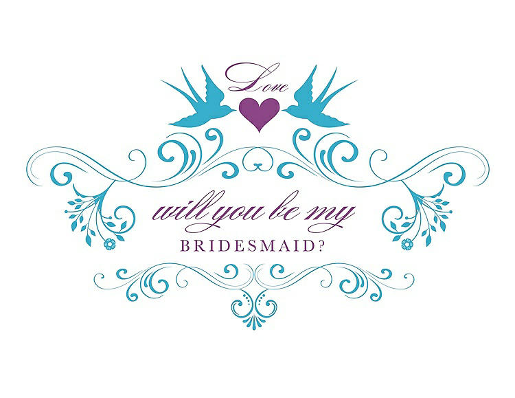 Front View - Turquoise & Orchid Will You Be My Bridesmaid Card - Classic